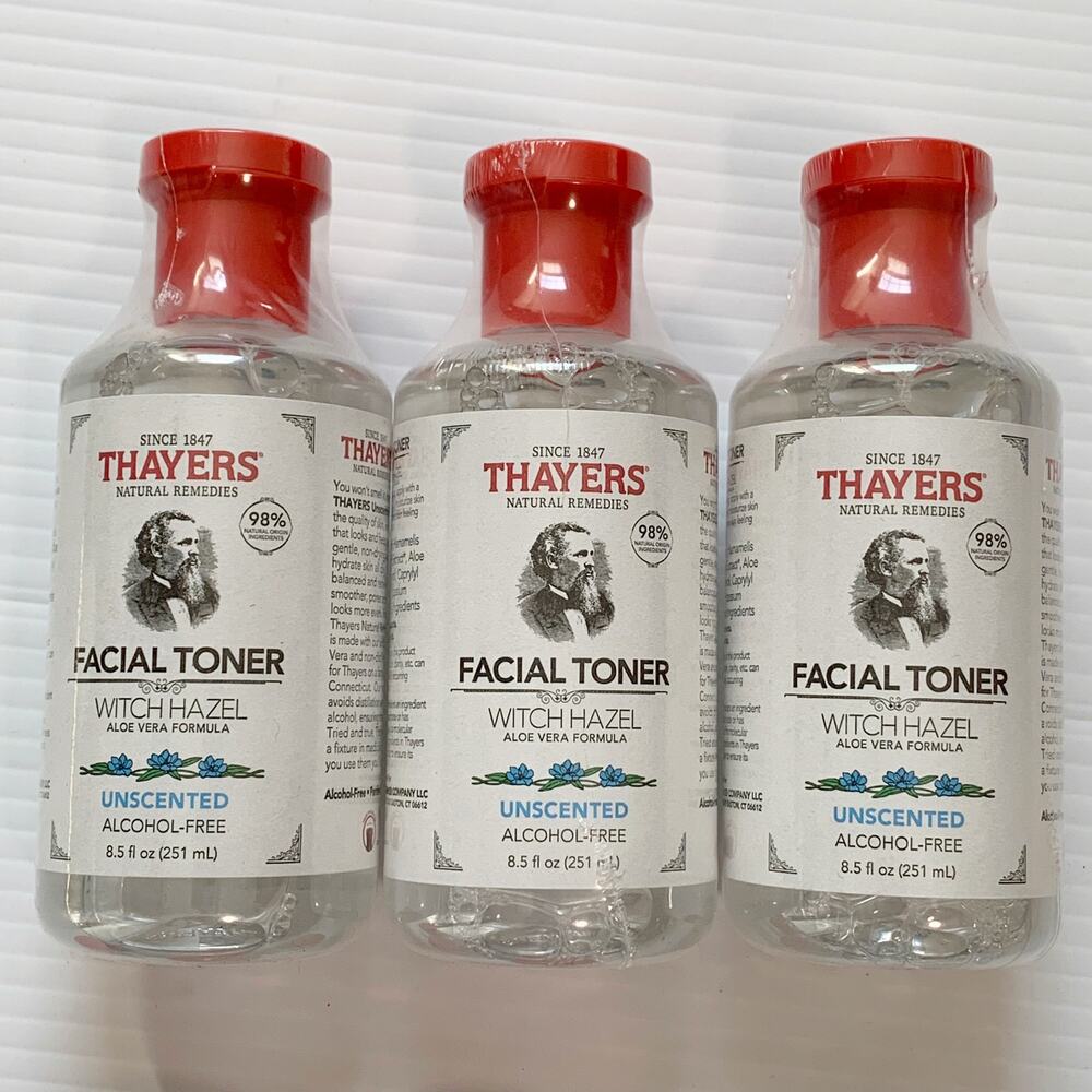Thayers Facial Toner LOT of 3 Witch Hazel Unscented Aloe Vera 8.5 fl oz Sealed